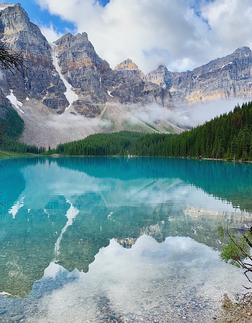 scenic Canadian landscape with mountains and calm lake representing meditation and mindfulness